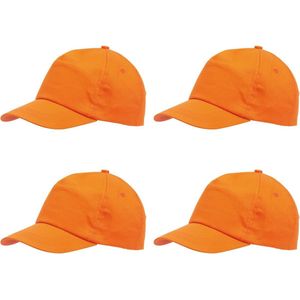 Voordelige oranje pet voor volwassenen 4 stuks - One size - Koningsdag/Oranje supporter artikelen
