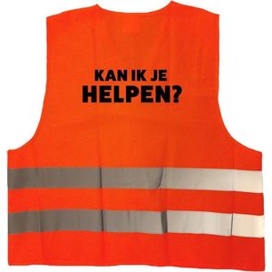 Kan ik je helpen vest / hesje oranje met reflecterende strepen voor volwassenen - personeel - veiligheidshesjes / veiligheidsvesten