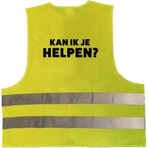 Kan ik je helpen vest / hesje geel met reflecterende strepen voor volwassenen - personeel - veiligheidshesjes / veiligheidsvesten