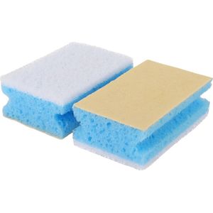 2x stuks XL sanitairsponzen / sponzen - 11 cm - blauw - schoonmaakspullen / schoonmaaksponzen