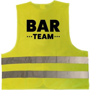 Bar team geel veiligheidshesje horeca staff / personeel voor volwassenen - Veiligheidshesje