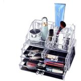 Make-up organizer/opberger/houder transparant met afneembare lades 24 cm