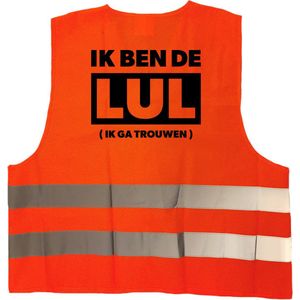 Oranje veiligheidsvest voor een vrijgezellenfeest ik ben de lul voor volwassenen