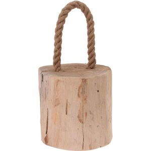 Excellent Houseware Deurstopper Teak Hout met Draagtouw 14 cm