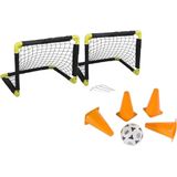 Voetbal set 2x Opvouwbare voetbaldoelen 50 cm - 1x voetbal - 4x pionnen 17,5 cm - Buitenspeelgoed