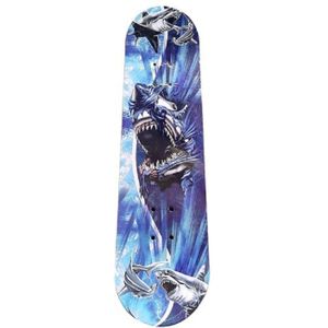 Groot houten skateboard met haaienprint 81 cm