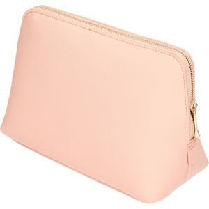 Luxe toilettas/make-up tas met rits - lichtroze - 25 x 16 cm - Reis toilettassen/make-up etui - Toilettassen
