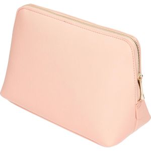 Luxe toilettas/make-up tas roze met rits 25 cm - Reis toilettassen/make-up etui - Handbagage