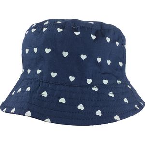 Zonnehoed/hoedje met witte hartjes voor baby's - Blauw - Omkeerbaar - One Size - Baby hoedjes en petten