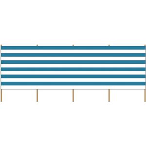 Gestreept strand/camping windscherm wit/blauw - 5 meter x 120 cm - Beschutting/schermen voor camping/strand