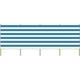 Gestreept strand/camping windscherm wit/blauw - 4 meter x 120 cm - Beschutting/schermen voor camping/strand