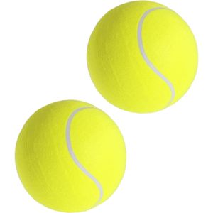 2x Mega tennisballen XXL geel 22 cm speelgoed/sportartikelen - Sportmaterialen - Grote tennisballen - Buitenspeelgoed/sportief speelgoed - Tennissen