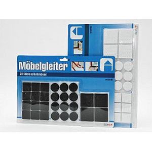 Antikras rubber/meubelvilt wit 28-delig - meubel viltjes