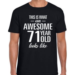 Awesome 71 year - geweldig cadeau t-shirt zwart heren - Verjaardag cadeau