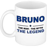Naam cadeau mok/ beker Bruno The man, The myth the legend 300 ml