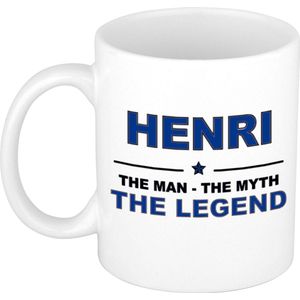 Naam cadeau mok/ beker Henri The man, The myth the legend 300 ml