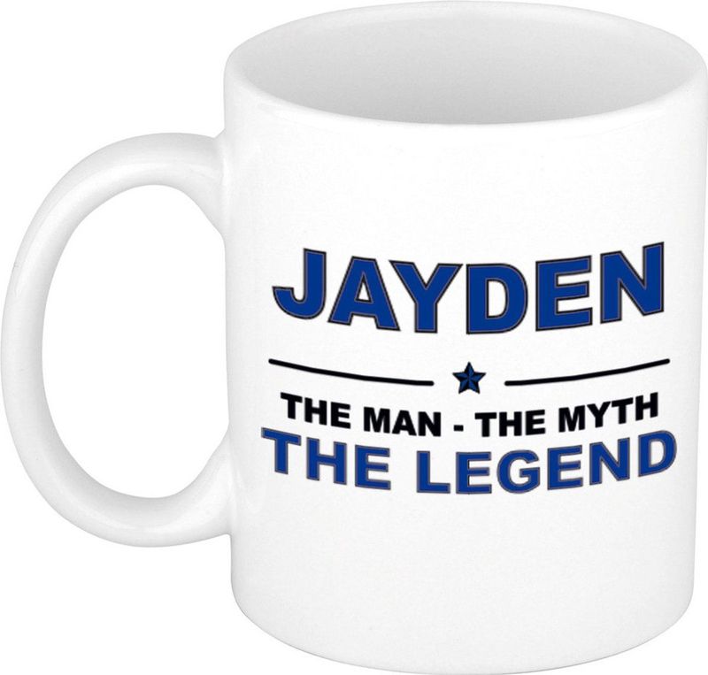Naam cadeau mok/ beker Jayden The man, The myth the legend 300 ml
