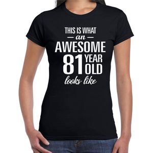 Awesome 81 year - geweldig cadeau t-shirt zwart dames - Verjaardag cadeau