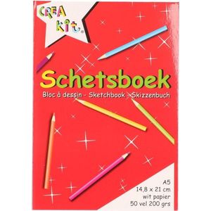A5 formaat schetsboeken/tekenboeken - wit papier - 50 vellen