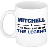Naam cadeau mok/ beker Mitchell The man, The myth the legend 300 ml