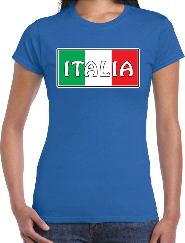 Bellatio Decorations - T-shirt - Blauw - Italië - Dames