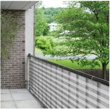 Balkondoek/balkonscherm zonnescherm grijs/wit 0,9 x 5 meter - Balkon of dakterras doek/scherm - Balkondoeken/balkonschermen - Privacy zonneschermen/windschermen - Schaduwdoeken - Privacy schermen voor op het balkon