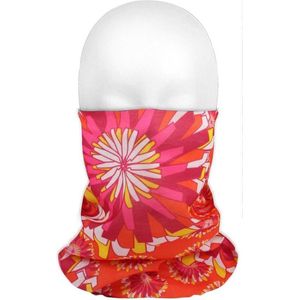 Multifunctionele morf sjaal gekleurde bloemen print rood/roze/geel voor volwassenen - Sjaals