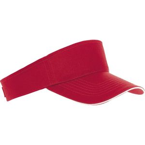 Rood/wit zonneklep petje voor volwassenen - Katoenen rode/witte zonnekleppen met klittenbandsluiting - Dames/heren