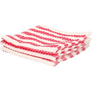 12x Stuks badstoffen vaatdoeken - rood / wit - vaatdoekjes/dweiltjes/ schoonmaakdoekjes 34 cm
