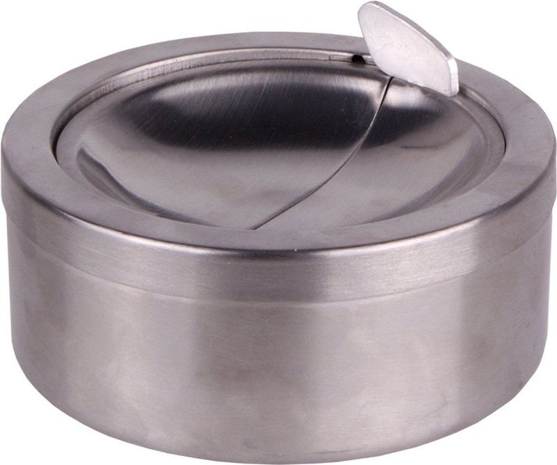 HI Asbak met klep - voor tuin/terras - RVS - rond - D11 cm