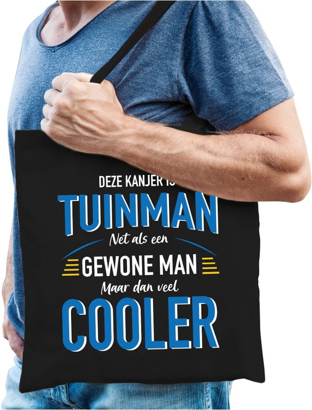 Tuinman katoenen tas zwart voor heren - gewone man maar dan cooler