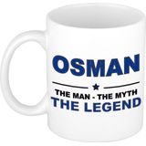 Naam cadeau mok/ beker Osman The man, The myth the legend 300 ml