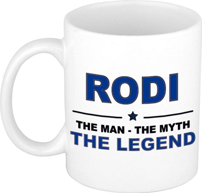 Naam cadeau mok/ beker Rodi The man, The myth the legend 300 ml
