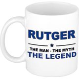 Naam cadeau mok/ beker Rutger The man, The myth the legend 300 ml