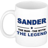 Naam cadeau mok/ beker Sander The man, The myth the legend 300 ml