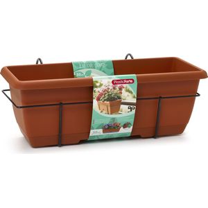 Plasticforte Balkonbak - terracotta bruin - 50 cm - plantenbak met hanger - bloembak