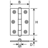 8x stuks scharnier / scharnieren verzinkt met rechte hoeken 4 x 3,2 x 0,9 cm - monteren van lichte constructies - bouwscharnier / kastscharnier / raamscharnier