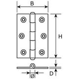 4x stuks scharnier / scharnieren verzinkt met rechte hoeken 4 x 3,2 x 0,9 cm - monteren van lichte constructies - bouwscharnier / kastscharnier / raamscharnier