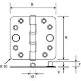 4x stuks kogellagerscharnier / deurscharnieren RVS met ronde hoeken 7,6 x 7,6 x 2,4 cm - deurmontage / monteren van zware deuren - deurscharnier / kogellagerscharnier