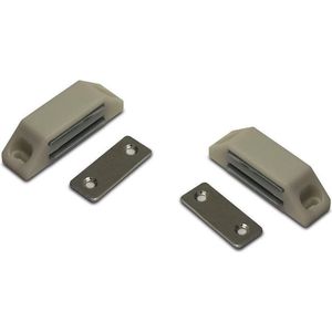 12x stuks magneetsnapper / magneetsnappers met metalen sluitplaat 6 x 3,8 x 1,6 cm - wit - deurstoppers / deurvastzetters / magneetbevestiging