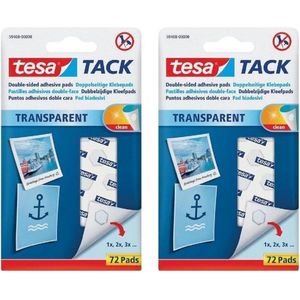 Tesa Tack plakrondjes/pads - 144x stuks - Zelfklevend/dubbelzijdig tape - Plakrondjes/pads voor o.a. foto's, tekeningen en kaarten