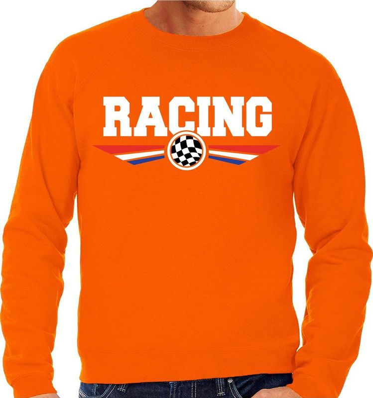 Bellatio Decorations - Racing - Sweater - Oranje - Voor Heren