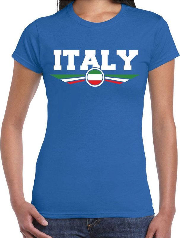 Italie - T-shirt - Blauw - Katoen - Italiaanse Vlag