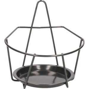 Balkon bloempothouder - bloembak met  ophanging - zwart metaal - 17 x 18 x 17 cm - rond - Plantenbakbeugels