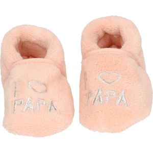 Roze meisjes babyslofjes I love papa - kraamcadeau / geboorte 18-19