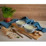 Cosy & Trendy soepkom van aardewerk - grijs - Dia 13,5 cm - 470 ml - Servies - Soepkommen/Soepkommetjes