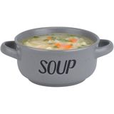 Cosy & Trendy soepkom van aardewerk - grijs - Dia 13,5 cm - 470 ml - Servies - Soepkommen/Soepkommetjes