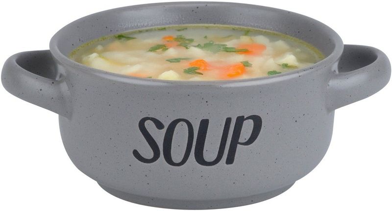 Cosy & Trendy soepkom van aardewerk - grijs - Dia 13,5 cm - 470 ml - Servies - Soepkommen/Soepkommetjes