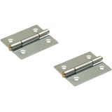 2x stuks scharnier / scharnieren verzinkt met rechte hoeken 4 x 3,2 x 0,9 cm - monteren van lichte constructies - bouwscharnier / kastscharnier / raamscharnier