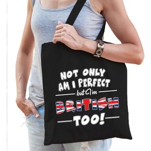 Not only perfect British / Groot Brittannie cadeau tas zwart voor dames - Feest Boodschappentassen